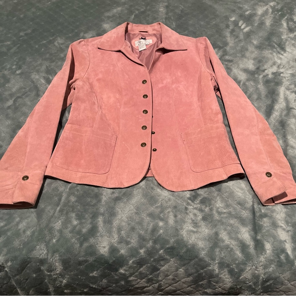 Live a Little Pink Suede Leather Jacket Small Western Y2K 5766WS